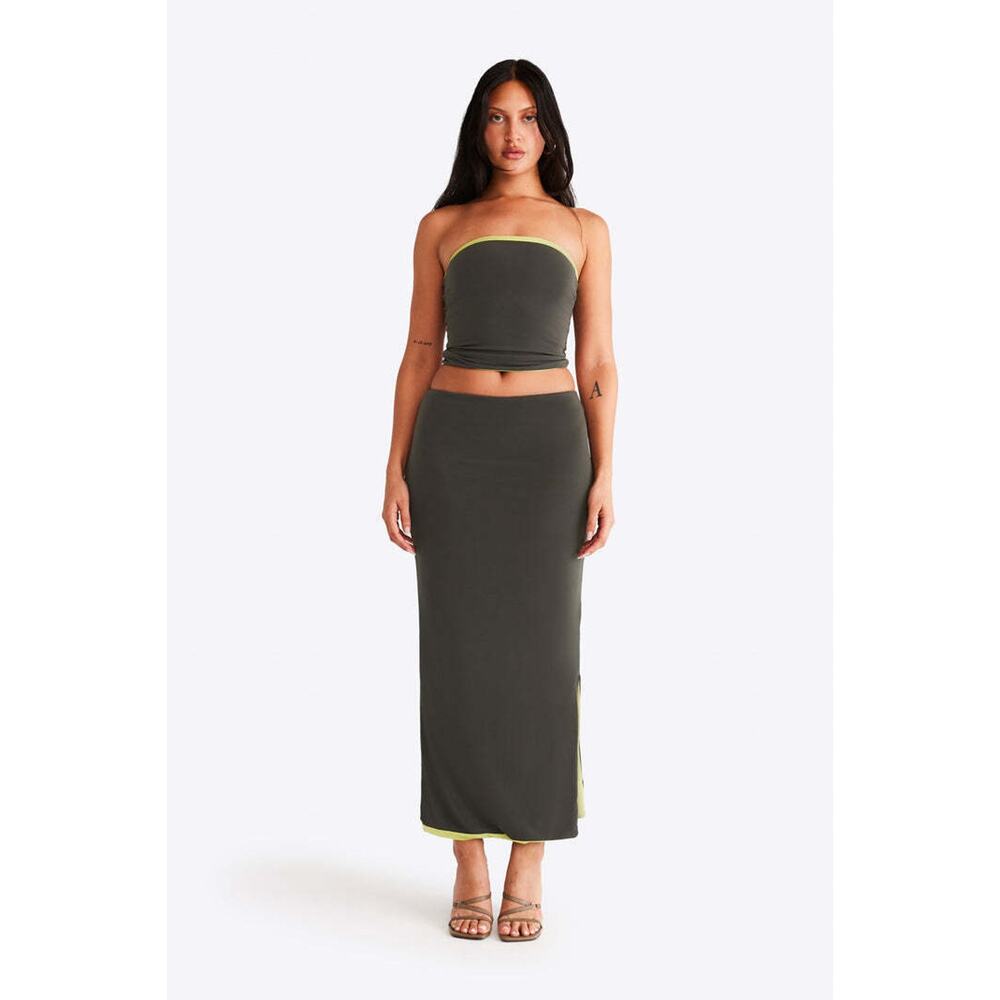 Susamusa Nova Strapless Bandeau Top - XS - Khaki and Lime